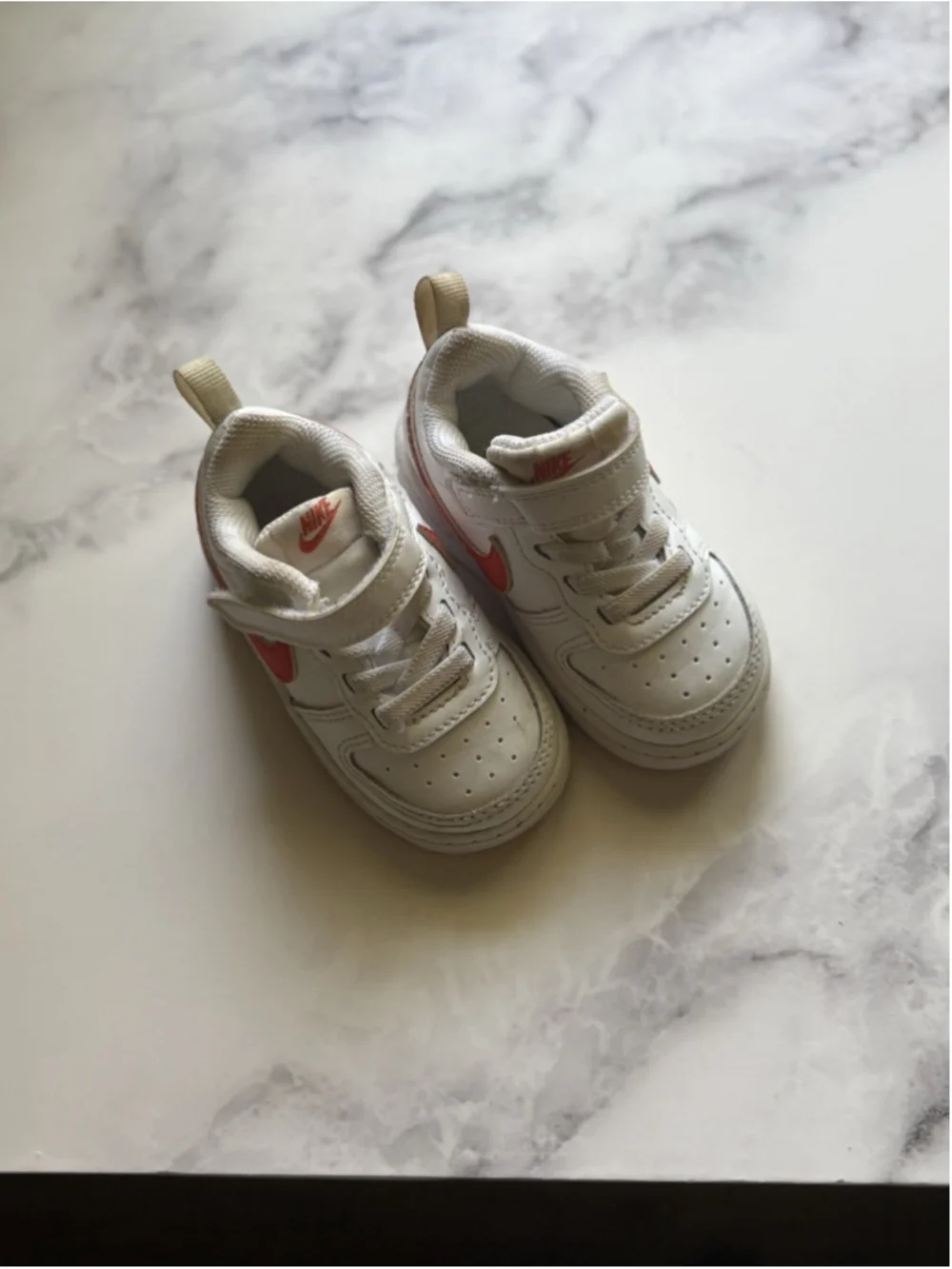 Nike Court Borough Low 2 Toddler 5C White Orange Gum Sole Hook And Loop Closure